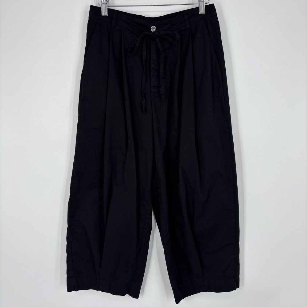 Deiji Studios Wide Leg Cropped Trousers Womens S Black Minimalist Australian